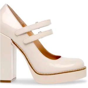 Steve Madden Twice Platform Mary Jane cream patent pumps